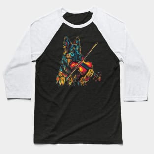 German Shepherd Playing Violin Baseball T-Shirt